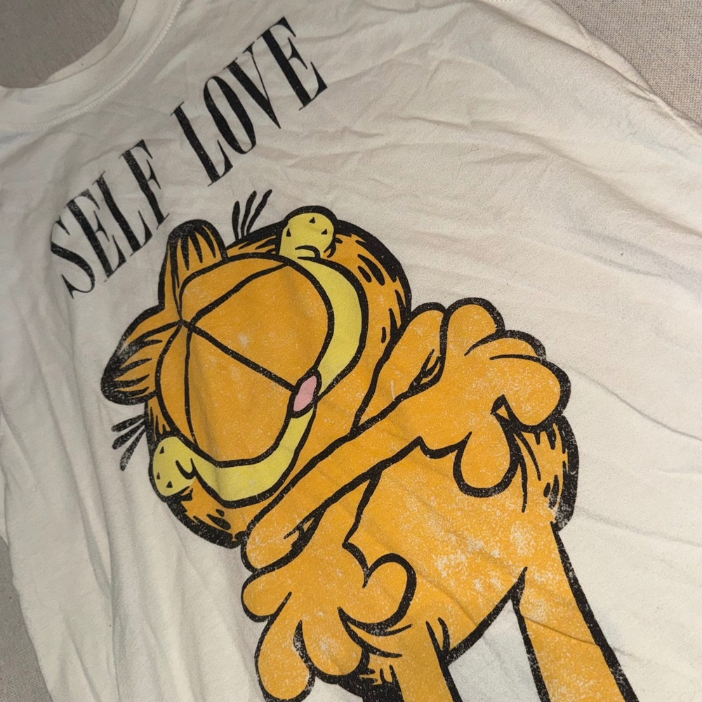 Garfield Self Love Muscle Tank Top Sleeveless ElderMillennial Cartoon Streetwear